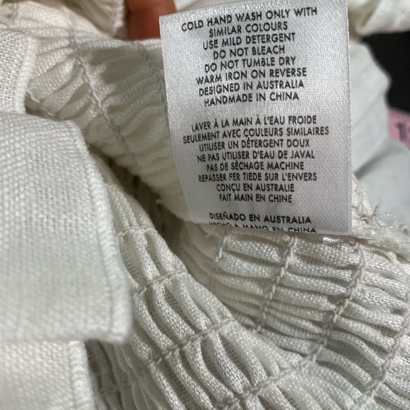 SIR Emile Ruched Top in Ivory White Women’s Size 2 Shirred Bodice 100% Linen - Picture 10 of 11